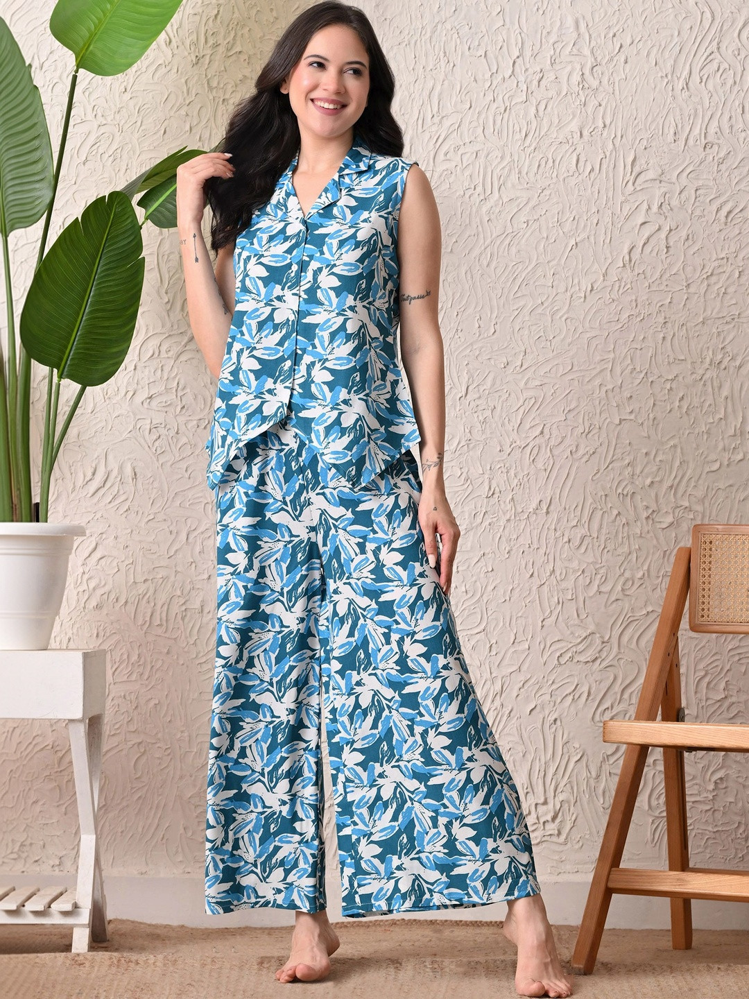 Mintmarie Tropical Printed Top with Palazzos