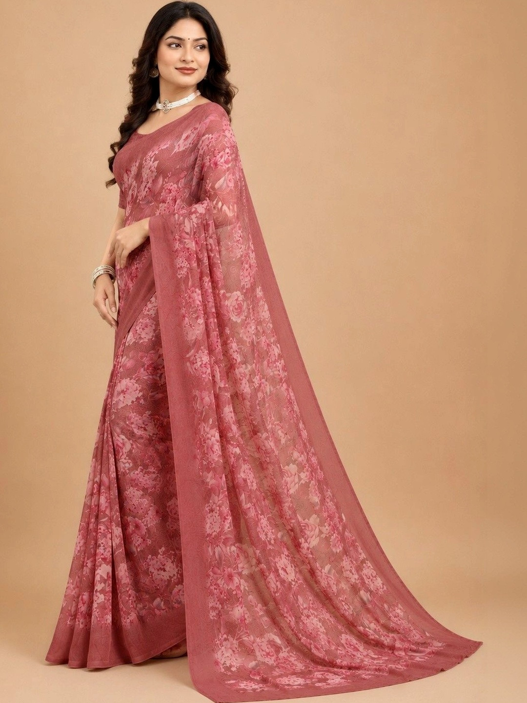 Tanuza Fashion Floral Pure Georgette Saree