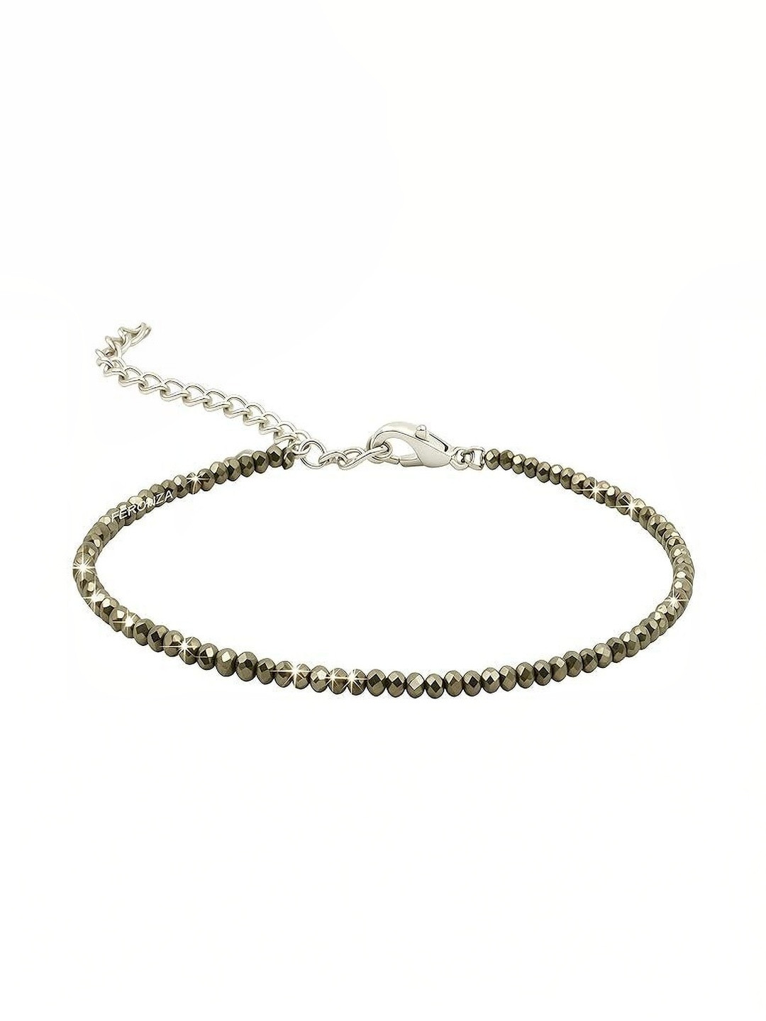 TRUEBUY Natural Pyrite Beaded Minimalist Adjustable Anklet
