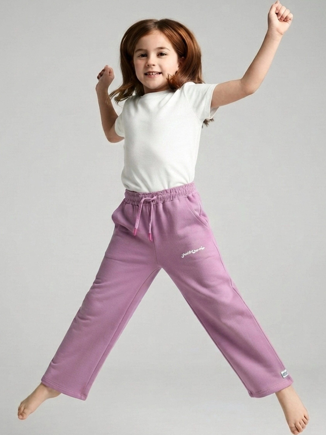 Chuckleberrie Girls Straight-Fit Wide Leg Cotton Track Pants