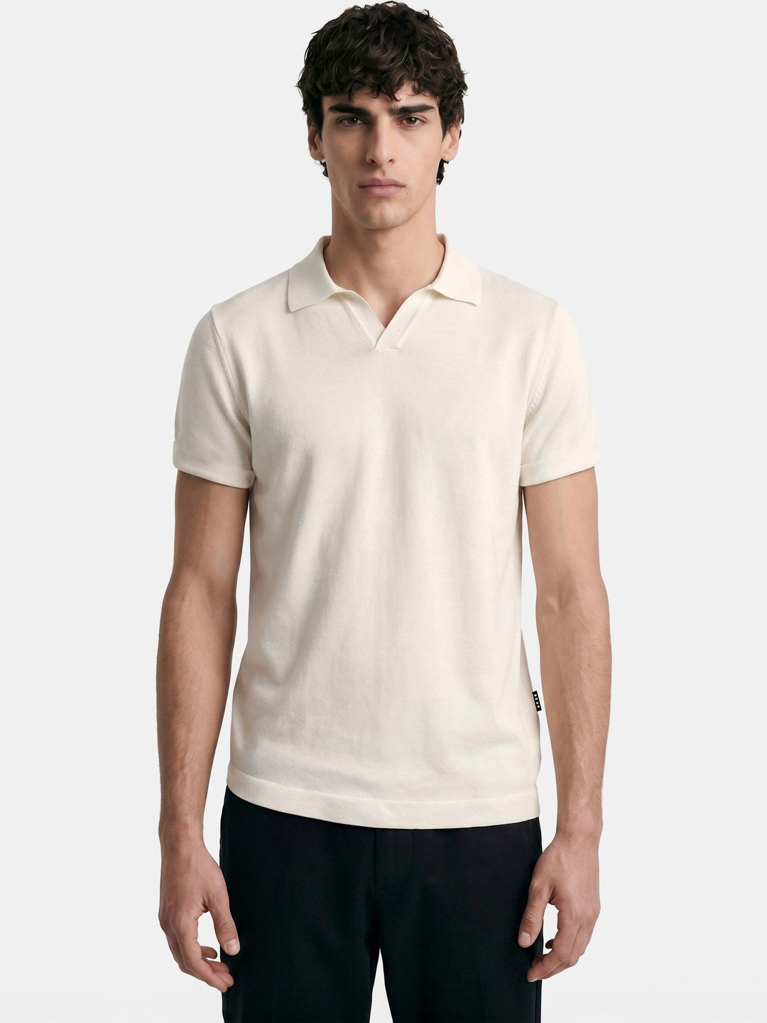 THE BEAR HOUSE Men Pure Cotton Regular Fit Flat Knit Polo T-Shirt