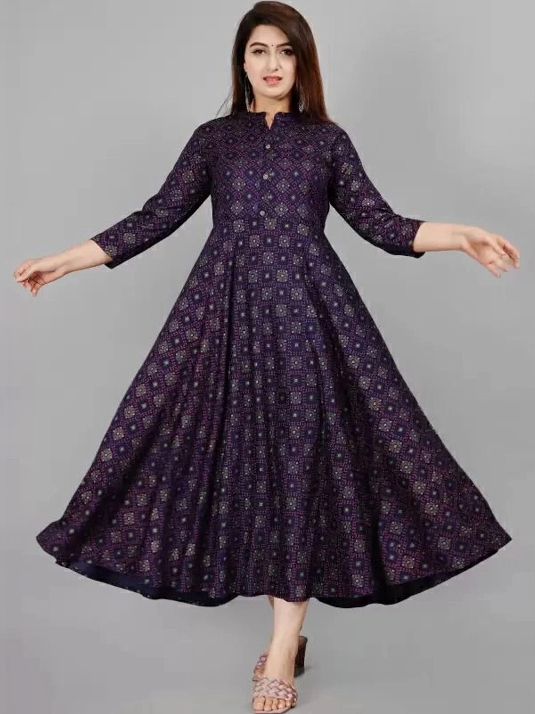 Tvyozs Women Geometric Printed Floral Anarkali Kurta