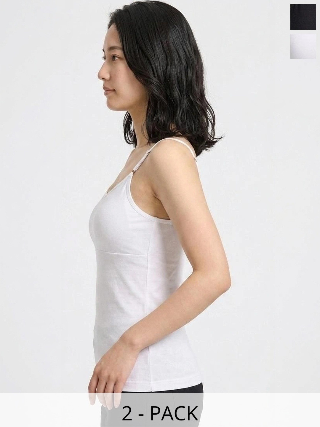 FUNAHME Pack Of 2 Cotton Lightly Padded Camisoles