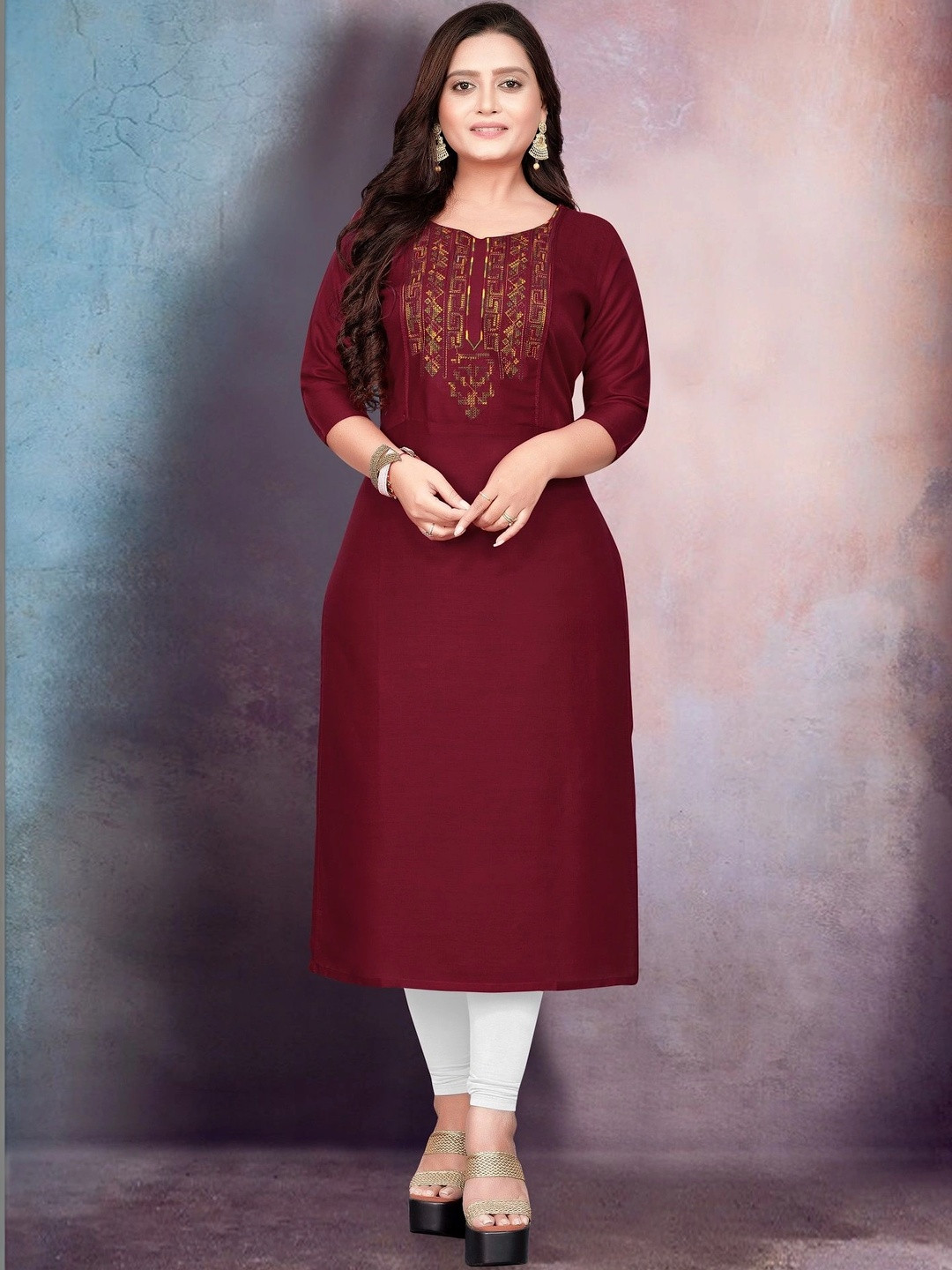 HETSA Ethnic Motifs Embroidered Thread Work Thread Work Kurti