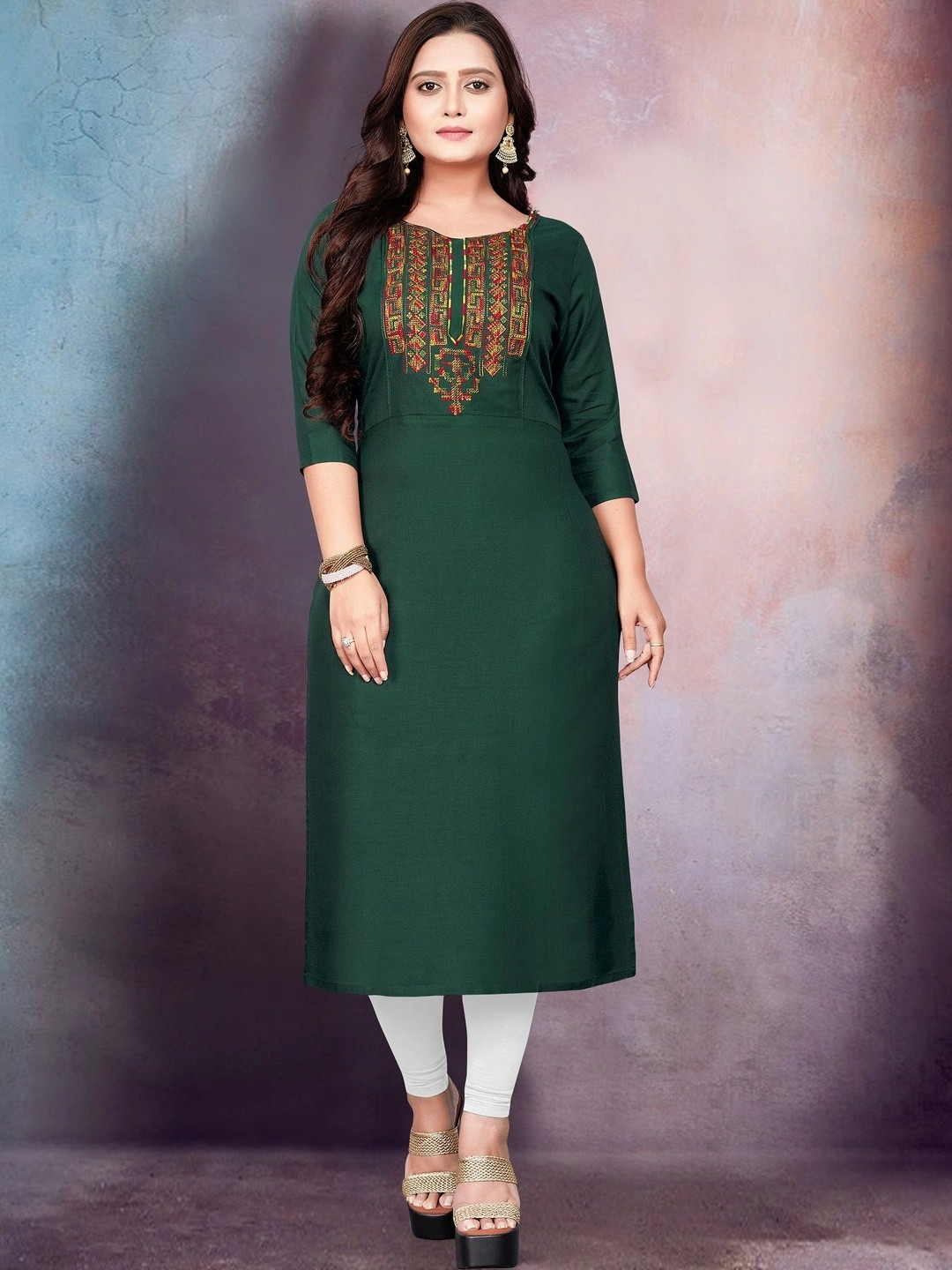 HETSA Ethnic Motifs Embroidered Thread Work Thread Work Kurti