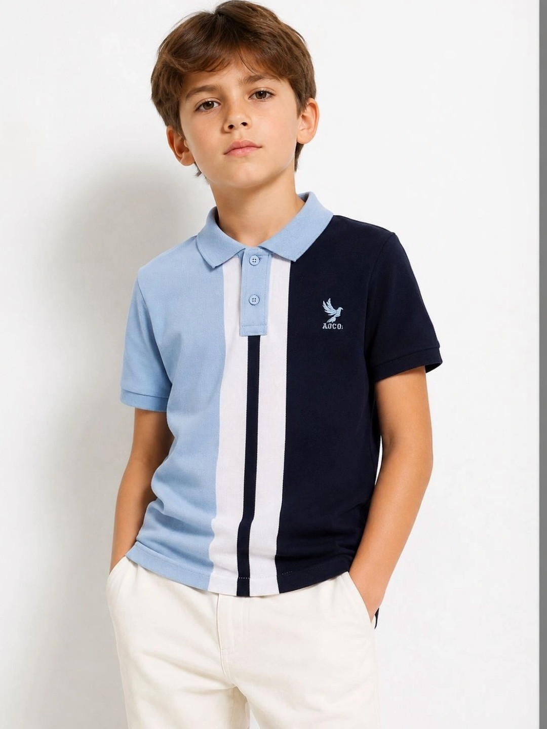 Alan Jones Boys Colourblocked Polo Collar T-shirt