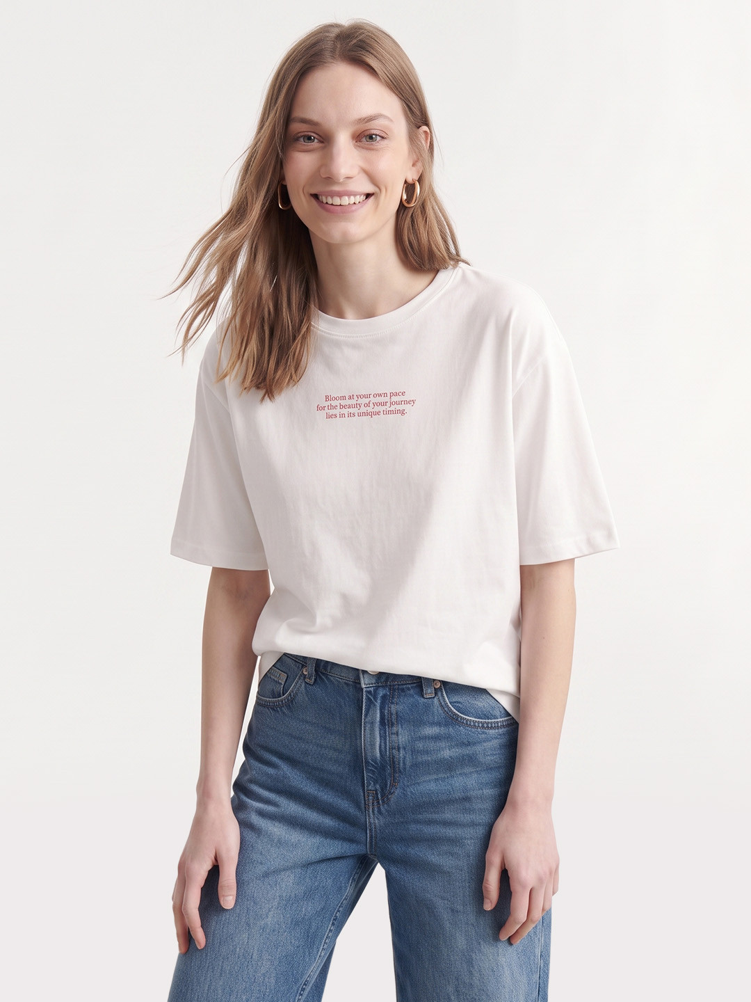 Mast & Harbour Relaxed Fit Floral Printed Pure Cotton T-shirt
