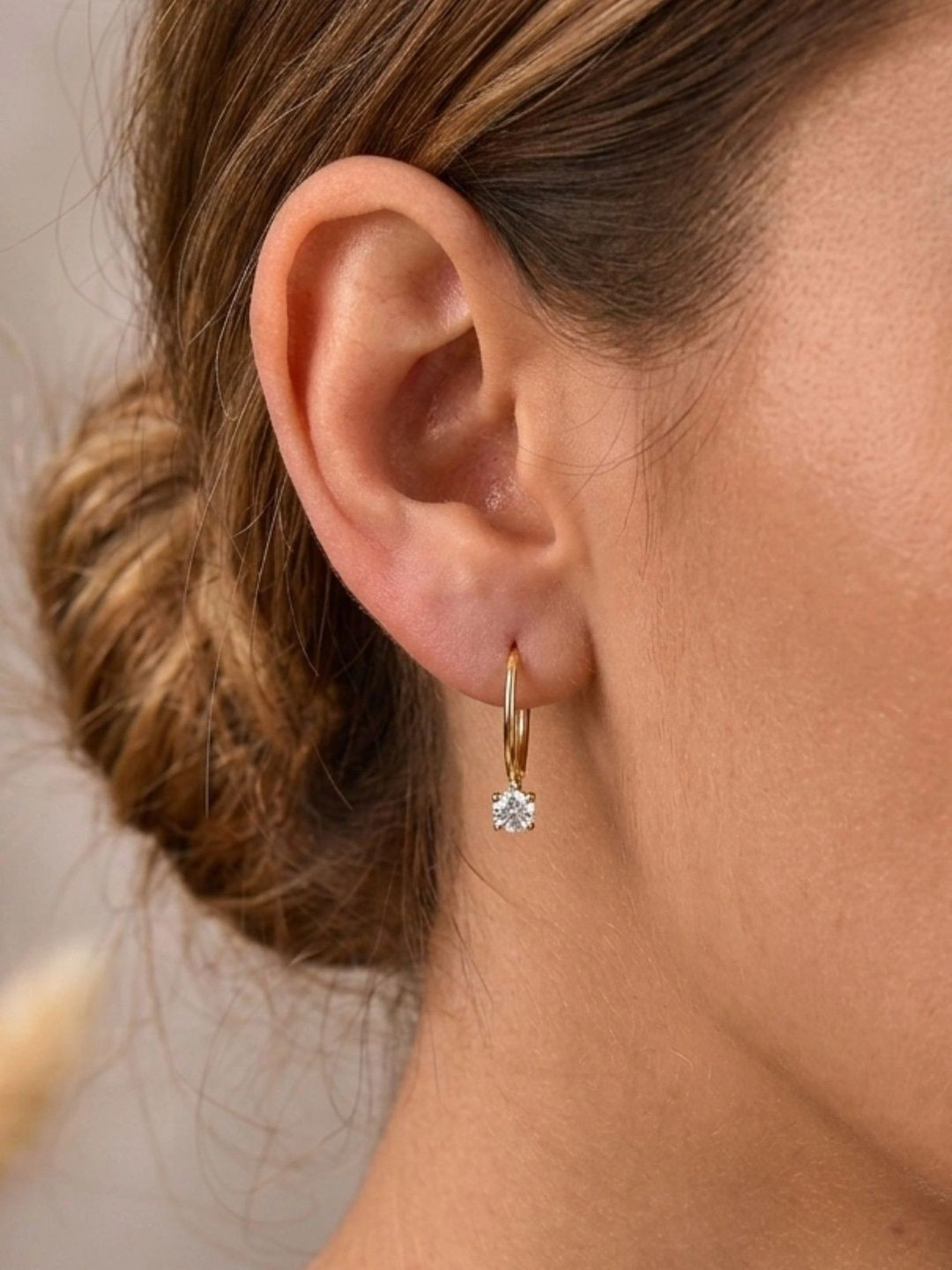 AQUASTREET Stainless Steel 18K Gold-Plated Zircon Circular Anti Tarnish Hoop Earrings