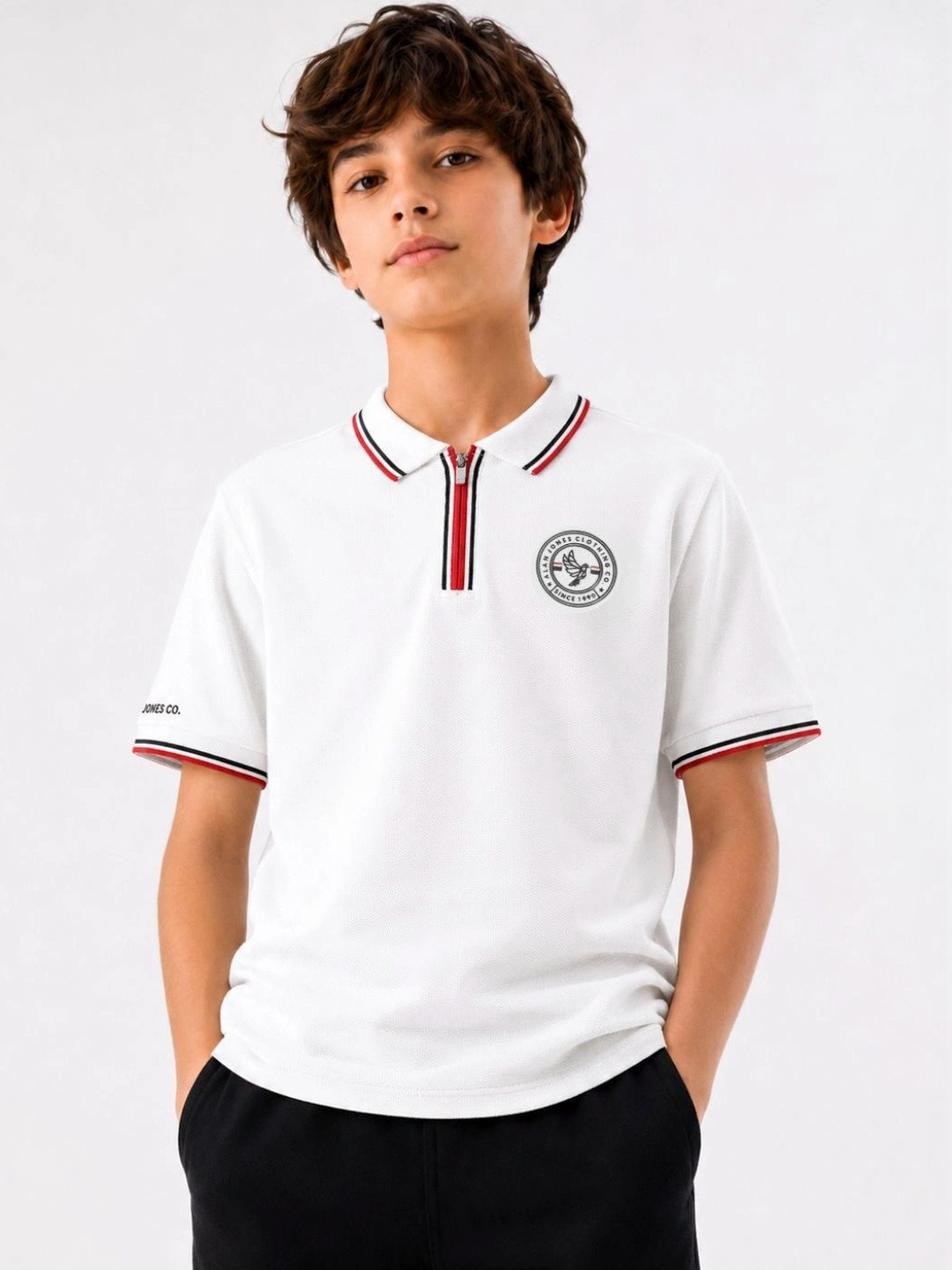 Alan Jones Boys Brand Logo Polo Collar T-shirt