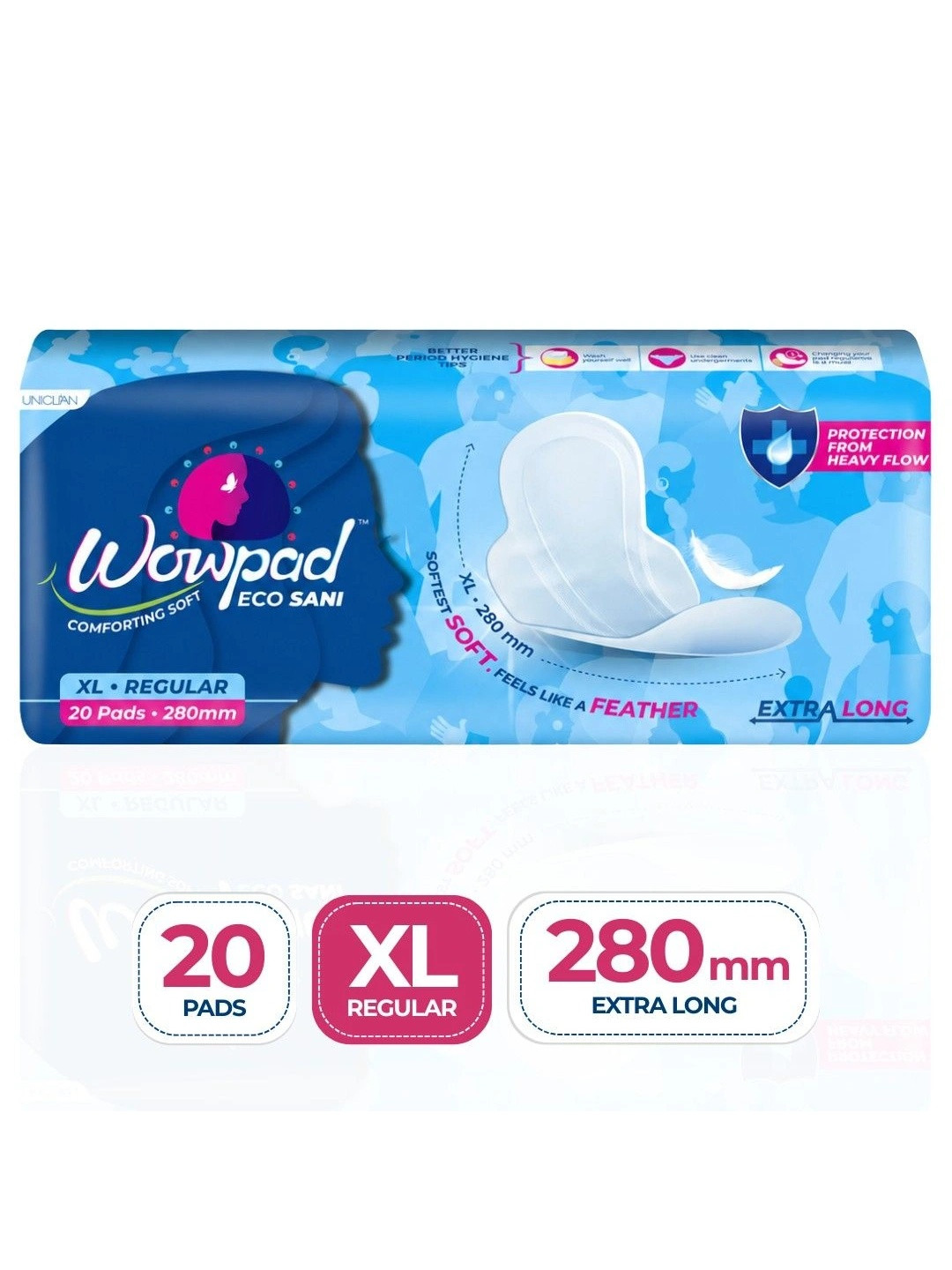 Wowpad Set Of 2 Eco-Sani Sanitary Pads- XL- 20 Pads Each