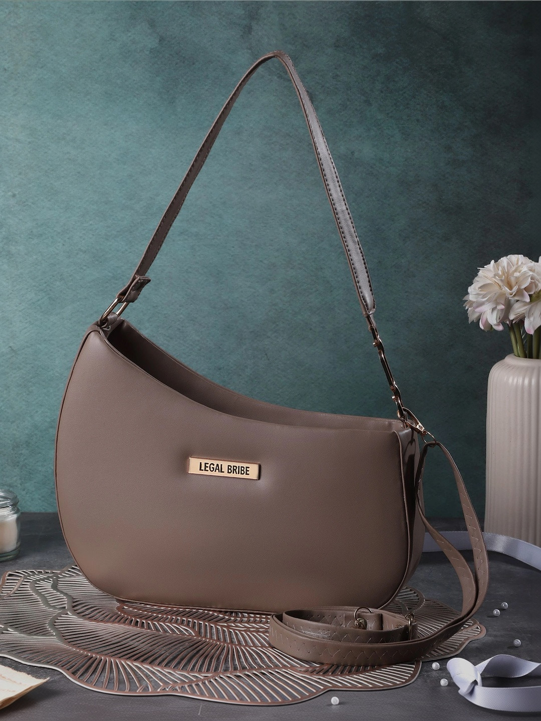 LEGAL BRIBE PU Half Moon Shoulder Bag
