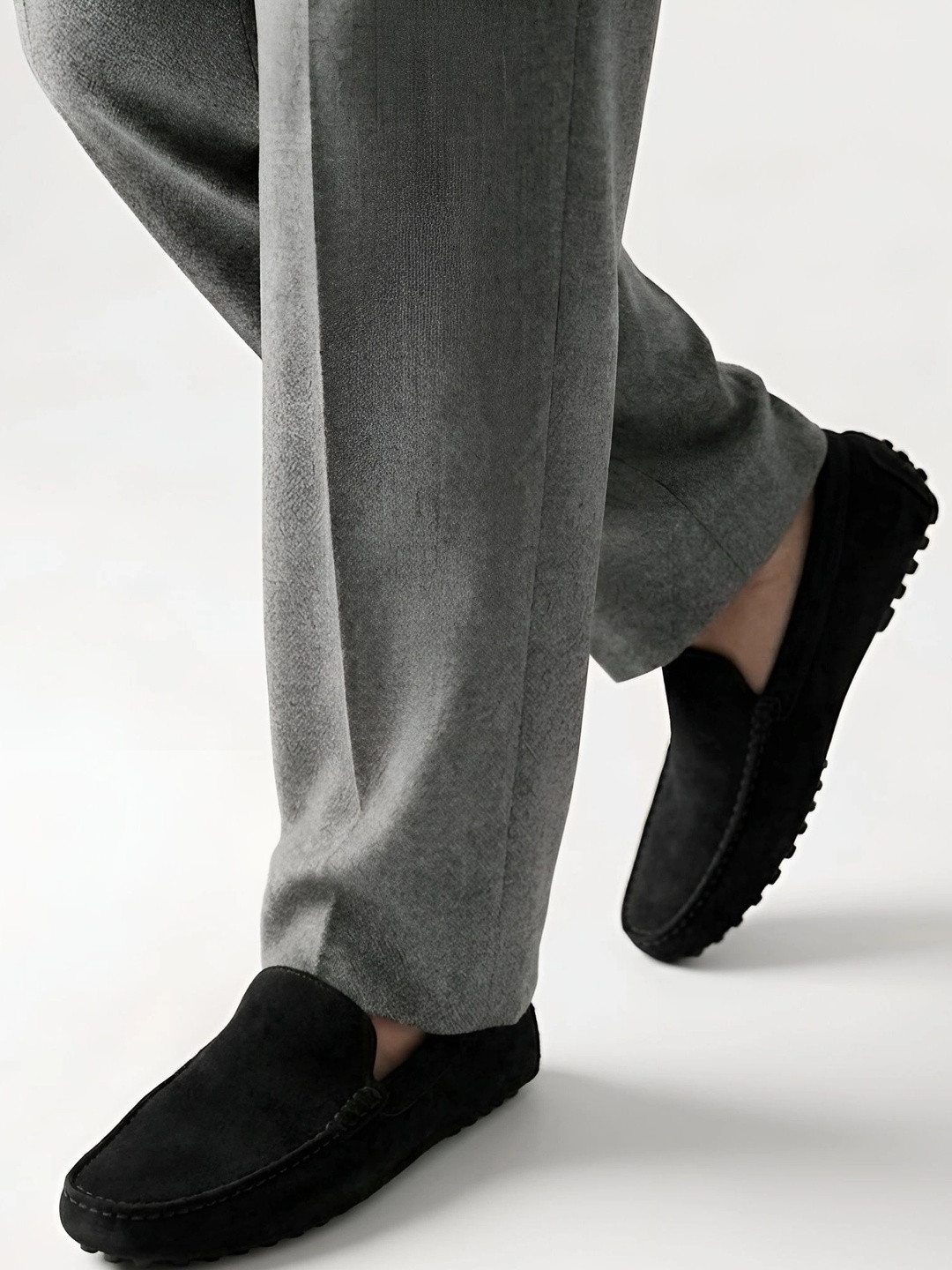 MICHEAL FERAAS Men Round Toe Slip-On Leather Loafers