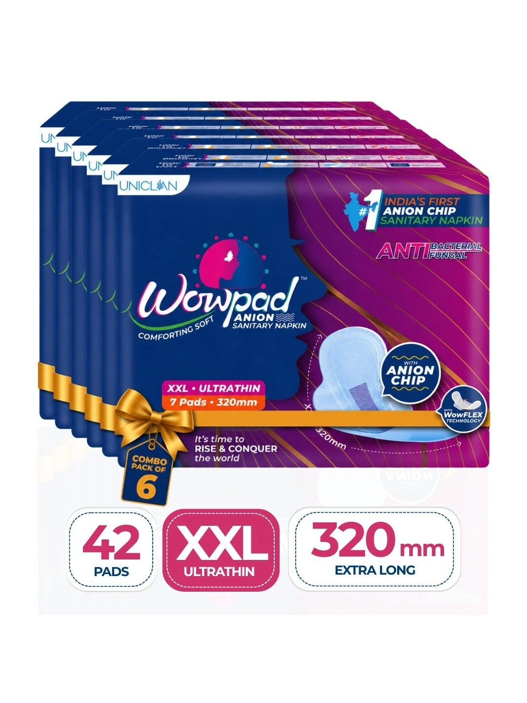 Wowpad Ultra Light & Rash Free Sanitary Pads- XXL- 42 Pads