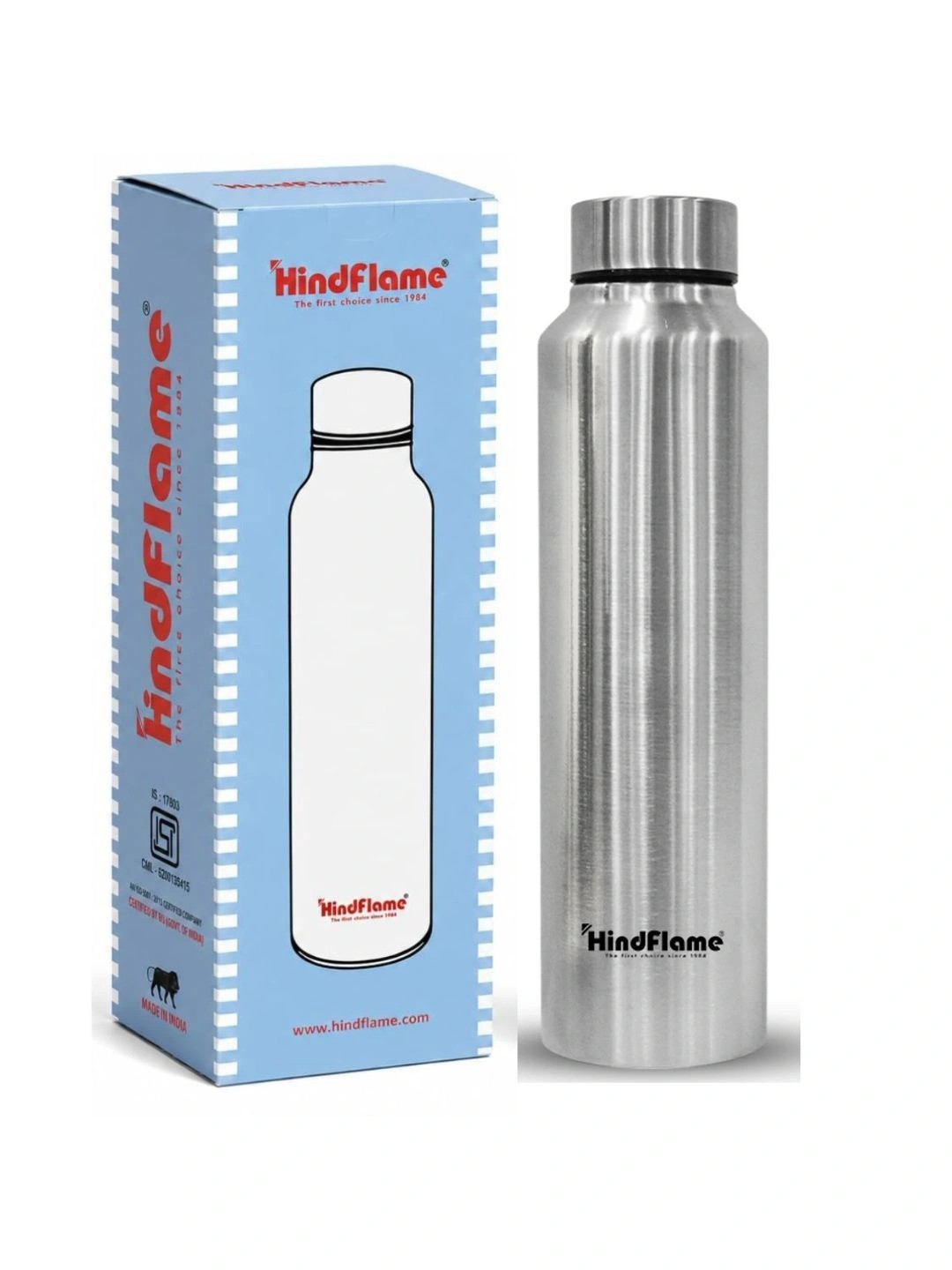 Hindflame Silver Steel Pro 1L (Pack of 1) Stainless Steel Solid Water Bottle, ISI Marked