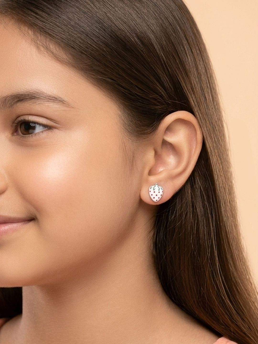 925 SILLER 925 Sterling Silver-Plated Strawberry Inspired Enamelled Studs