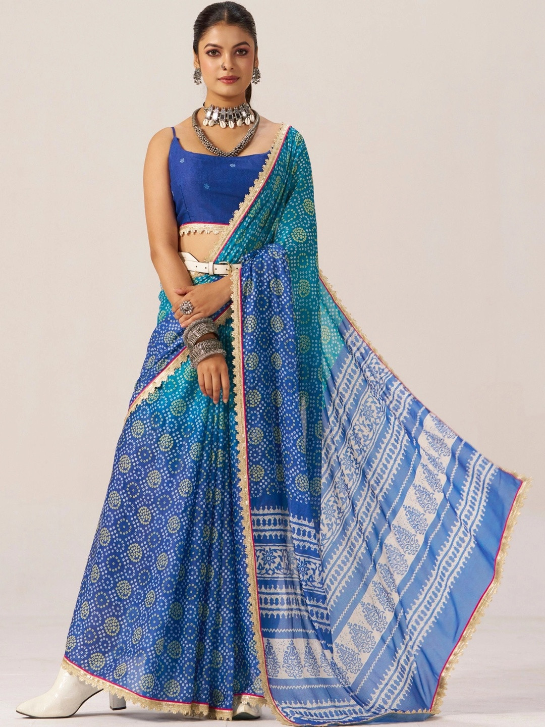 Anouk Bandhani Pure Georgette Saree