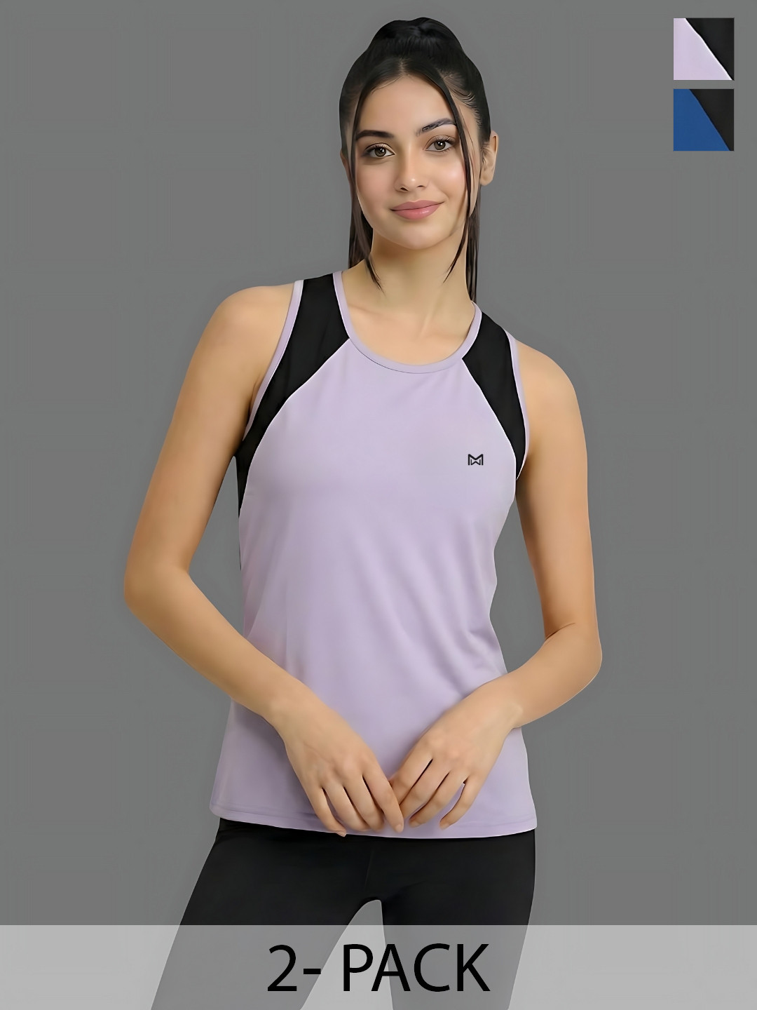 White Moon Women Brand Logo 2 Colourblocked T-shirt