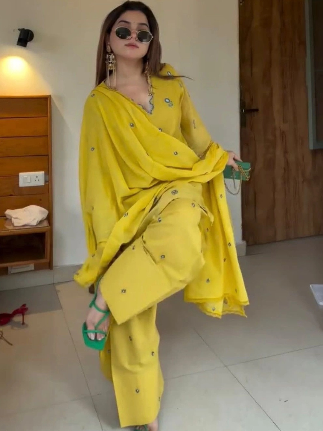 Varsha Fashion Ethnic Motifs Embroidered Thread Work Kurta with Palazzos & With Dupatta