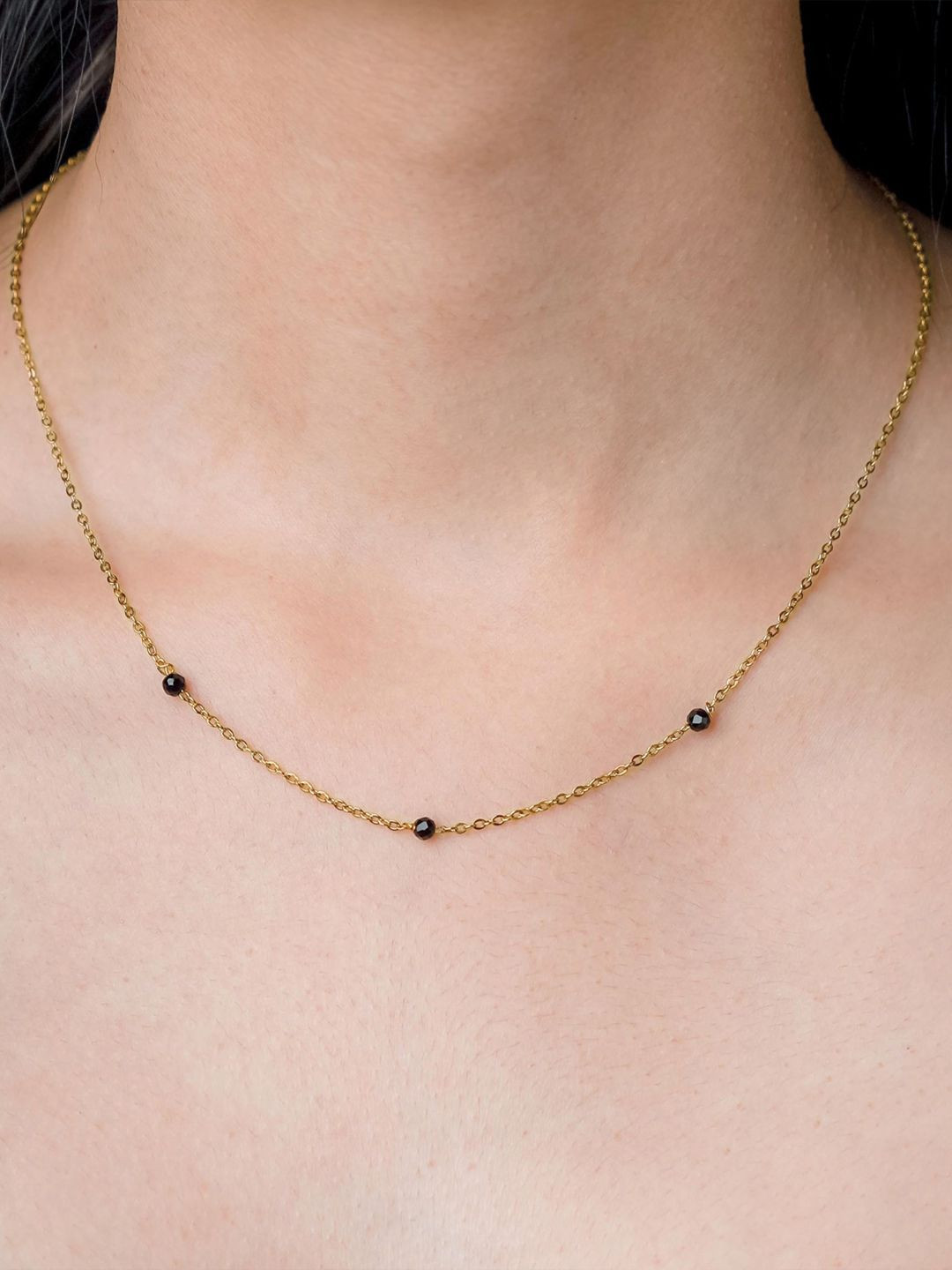SWASHAA Gold-Plated Stainless Steel Artificial Stones and Beads Mangalsutra