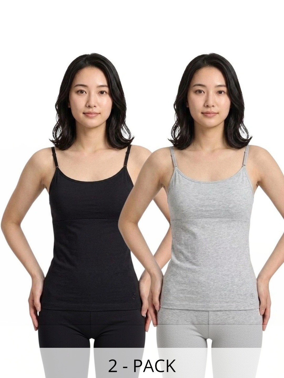 FUNAHME Pack Of 2 Cotton Lightly Padded Camisoles