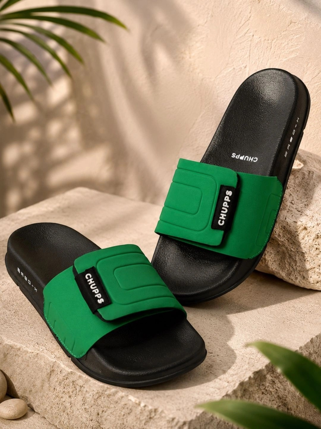 CHUPPS Women Green Black Quilt Bloom Ergo-X Orthopedic Sliders