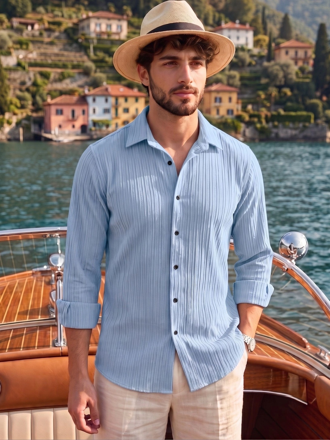 MACSIVO Men Cotton Spread Collar Casual Shirt