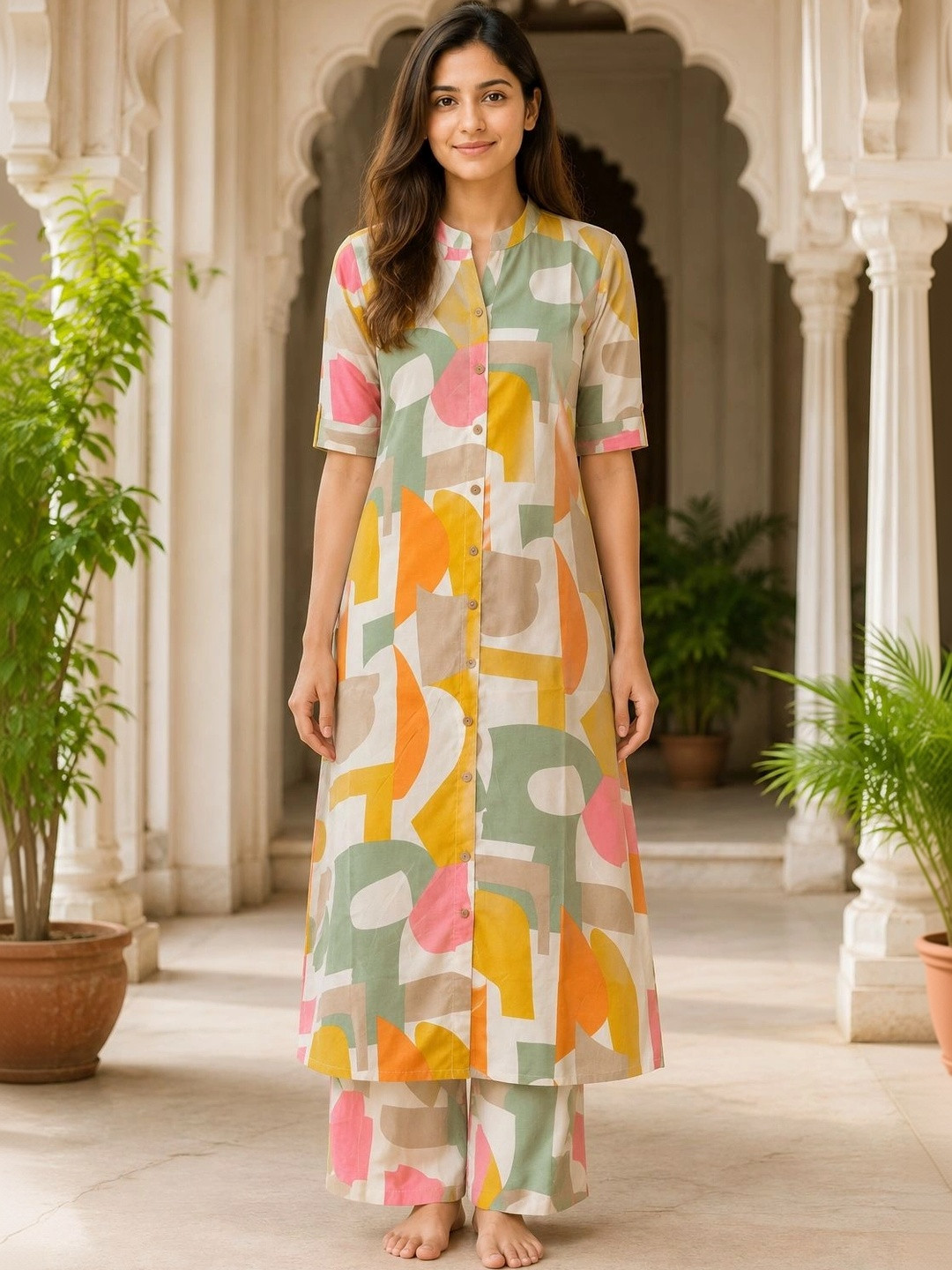 Rahigomar Women Printed Regular Kurta with Palazzos