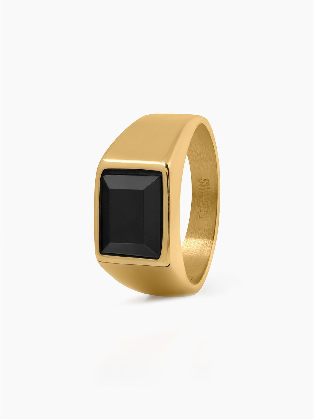 SWASHAA Men Daro Black Stone Signet Ring