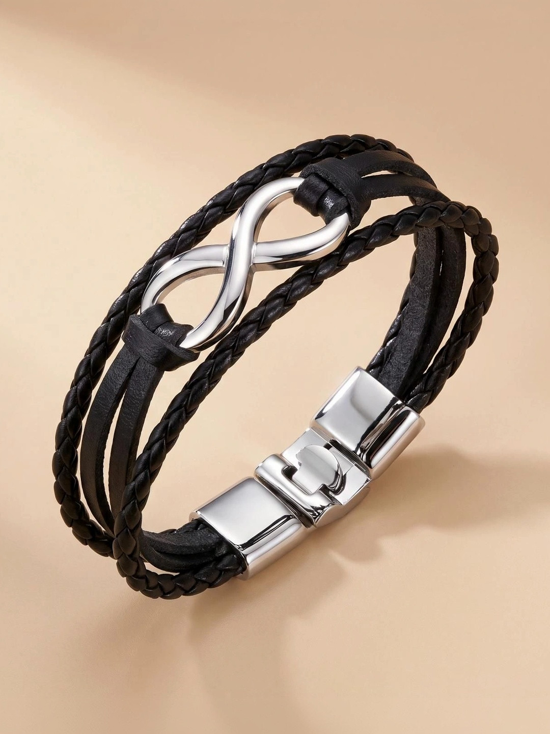 MYKI Men Leather Wraparound Bracelet