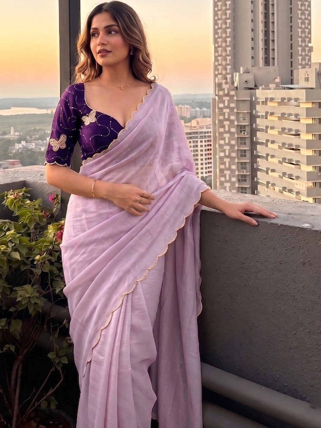 Shreevally Embroidered Poly Georgette Designer Saree
