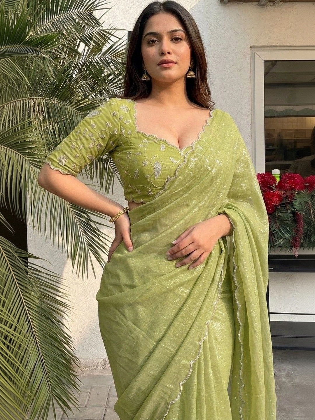 Shreevally Paisley Embroidered Organza Designer Saree