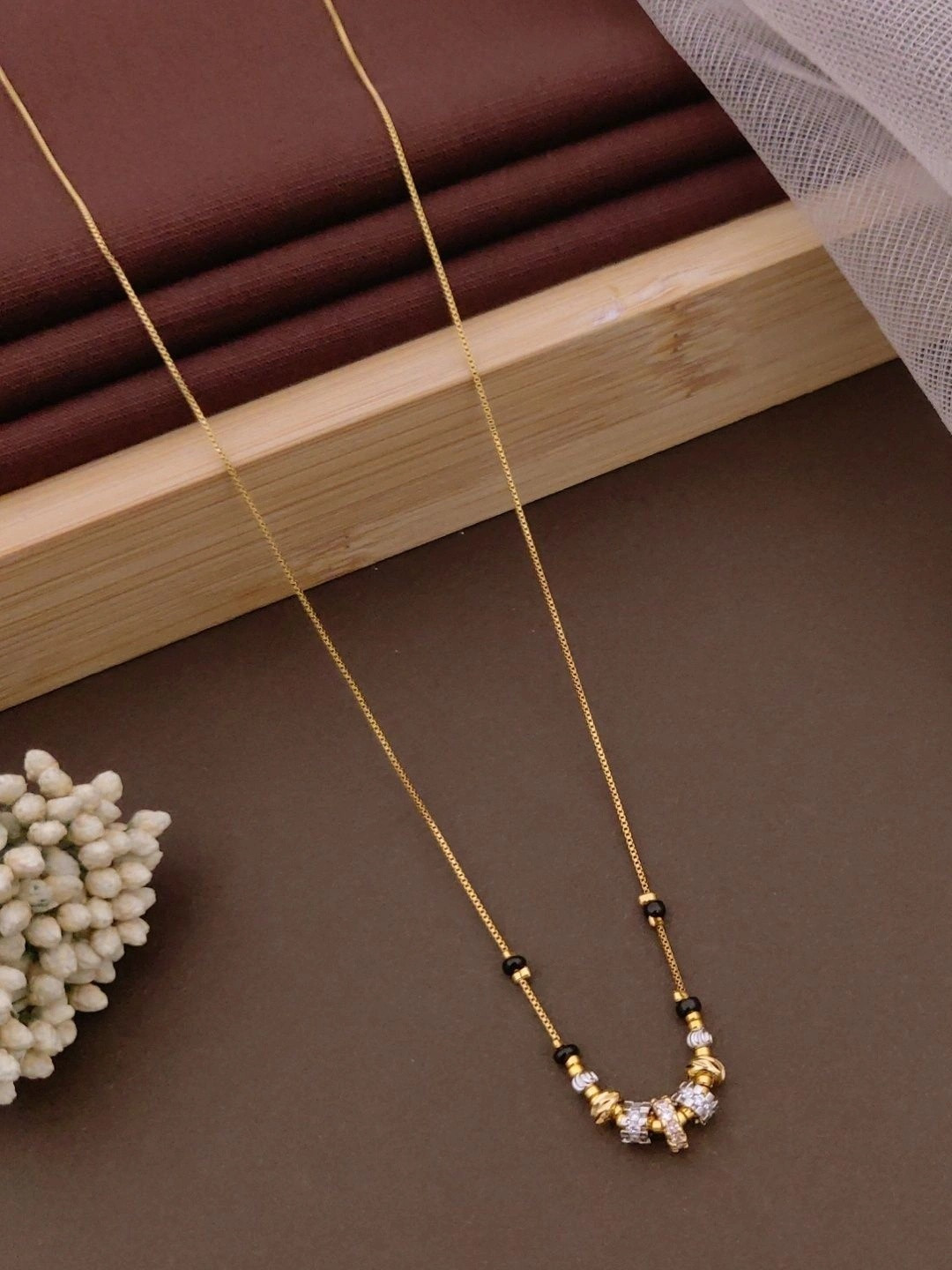 Anouk Gold-Plated Artificial Stones and Beads Mangalsutra