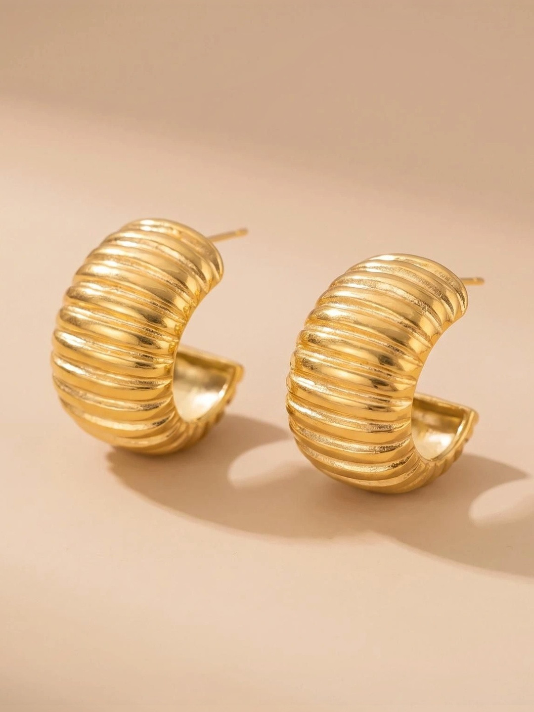 MYKI Stainless Steel Gold Plated Contemporary Studs