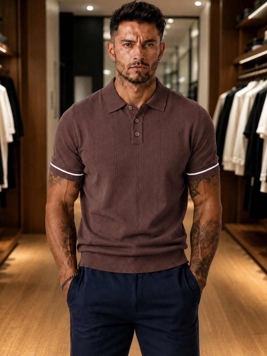 FABRIPPLE Men Polo Collar T-shirt