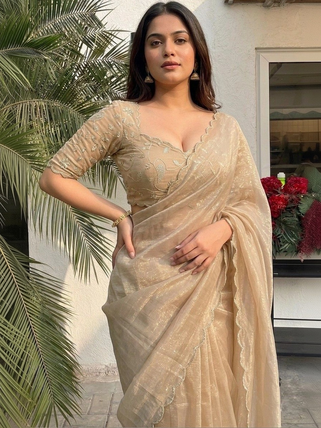 Shreevally Floral Embroidered Organza Designer Saree