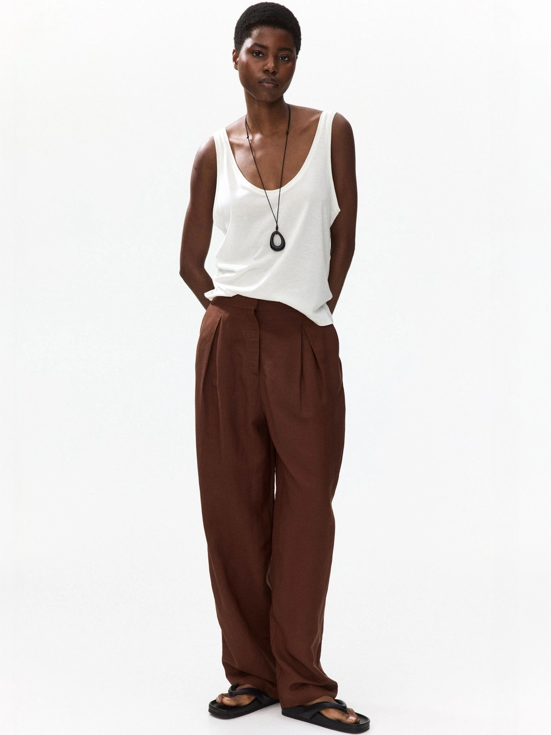 H&M Linen-blend Barrel Trousers