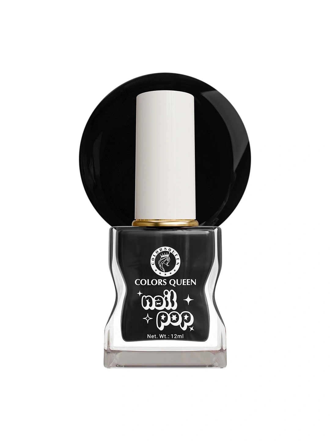 Colors Queen Nail Pop Glossy Gel Finish & Quick Drying Nail Polish - 12 ml - Onyx Black