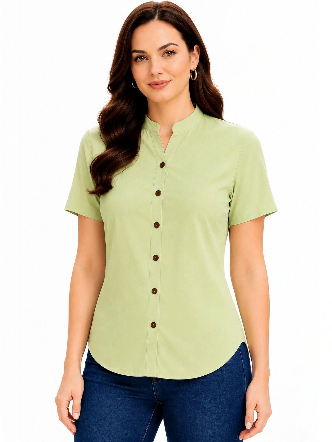 Rashmi Shree Creation Mandarin Collar Cotton Blend Top