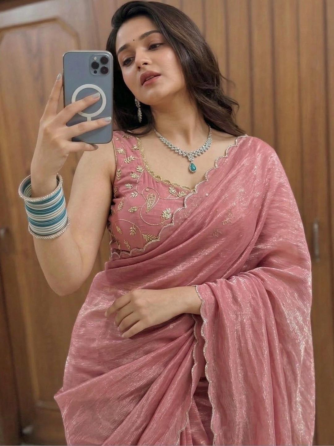 Shreevally Embroidered Organza Designer Saree