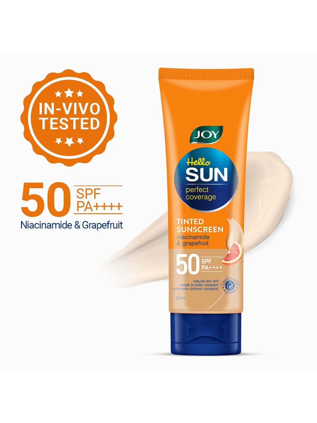 Joy Sunscreen SPF 50 PA+++ Tinted Mattifying Sunscreen with Natural Tone 50ml