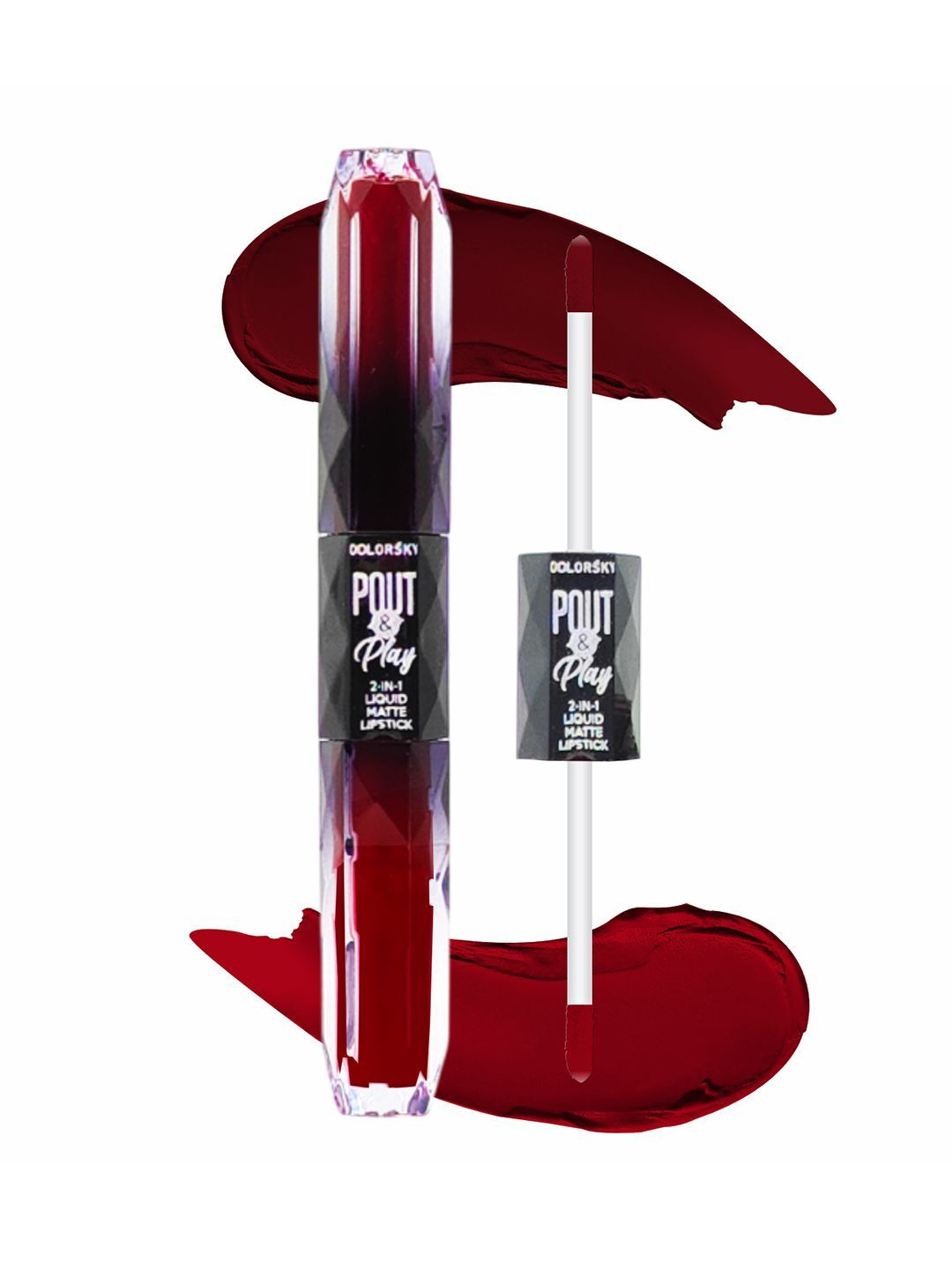 COLORSKY 2 In 1 Liquid Lipstick Transferproof Matte Long Lasting Lip Color- Mehroon 2.5ml