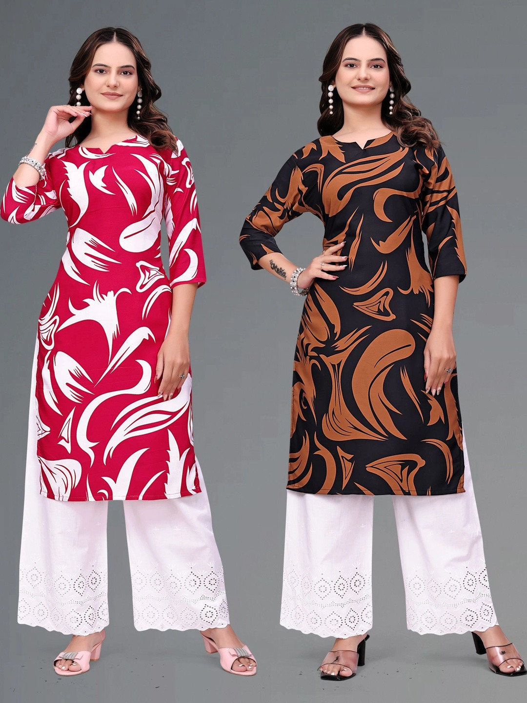 MANDIV FASHION Printed Boat Neck Pure Crepe Kurti