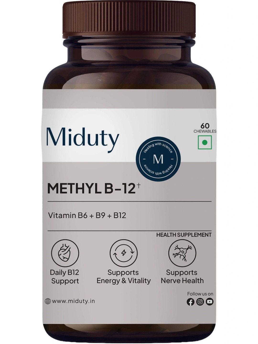 MIDUTY Vitamin B12 + B6 - 60 Chewables