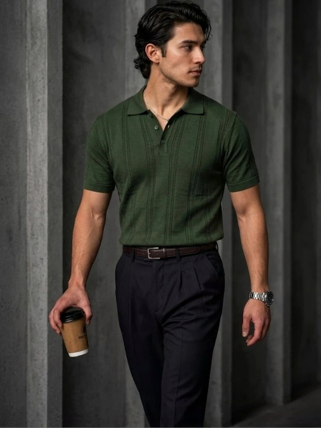 JERRY AND HANPHIL Men Polo Collar Pure Cotton T-shirt