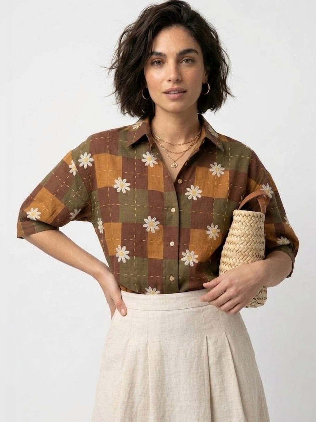 Roadster Print Cotton Shirt Style Top