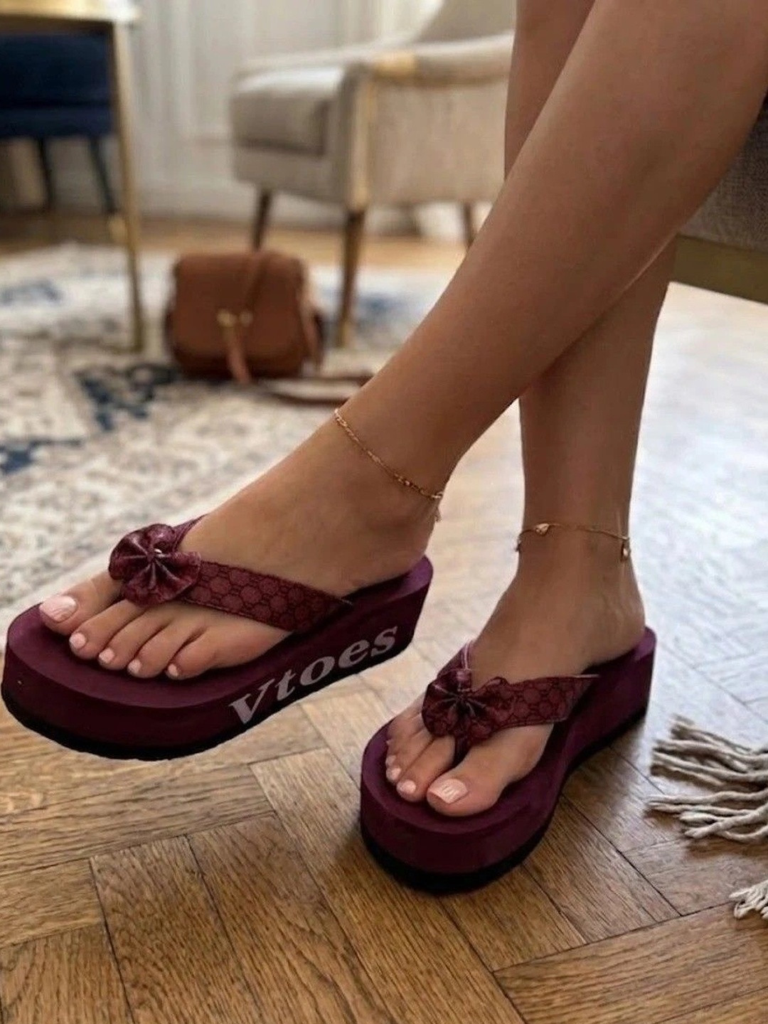 Hsquare Women Printed Thong Flip-Flops