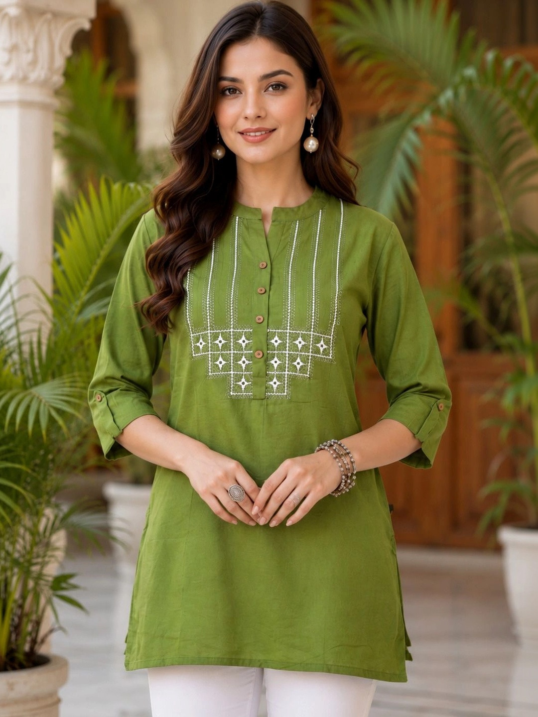 Pistaa Embroidered Pure Cotton Kurti