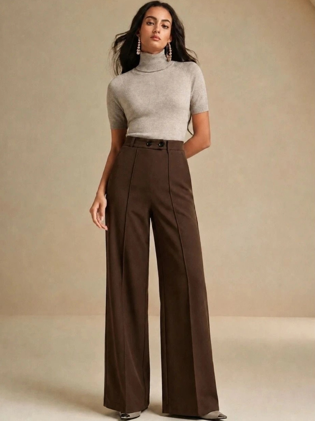 JERRY AND HANPHIL Women High-Rise Easy Wash Trousers