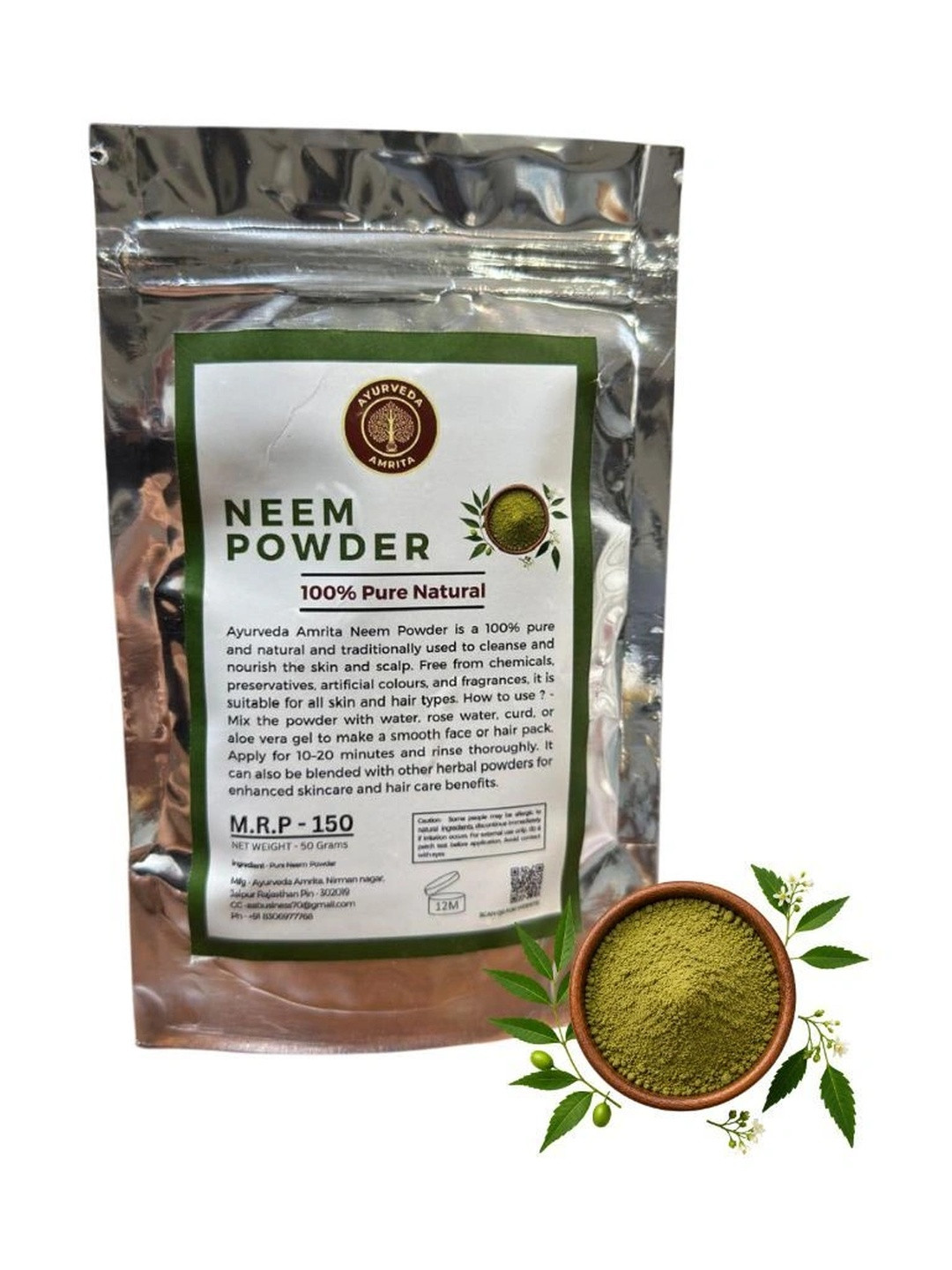 Ayurveda Amrita Neem Powder For Skin & Hair - 50 g