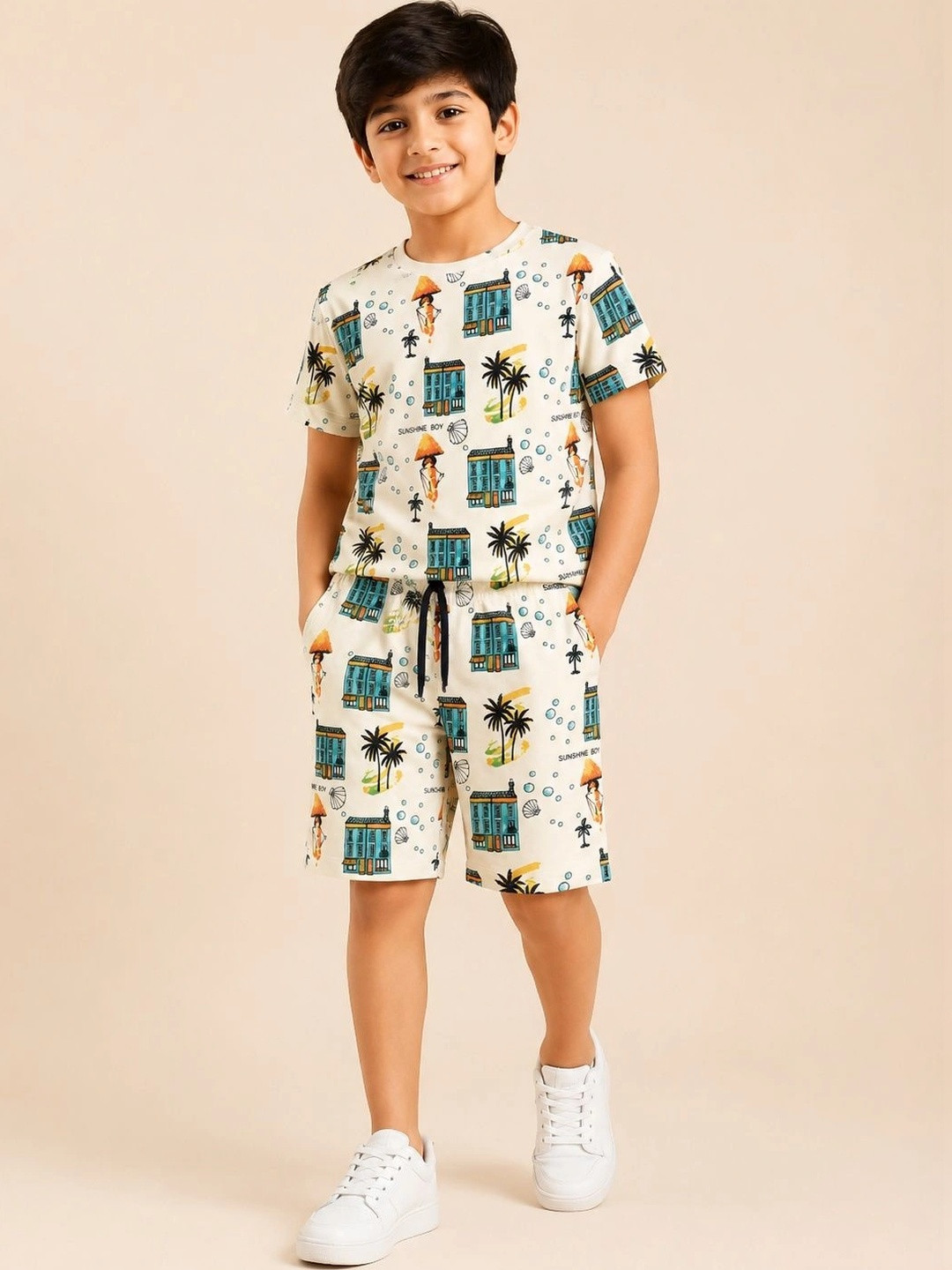 toyific Tropical Printed T-shirt with Shorts